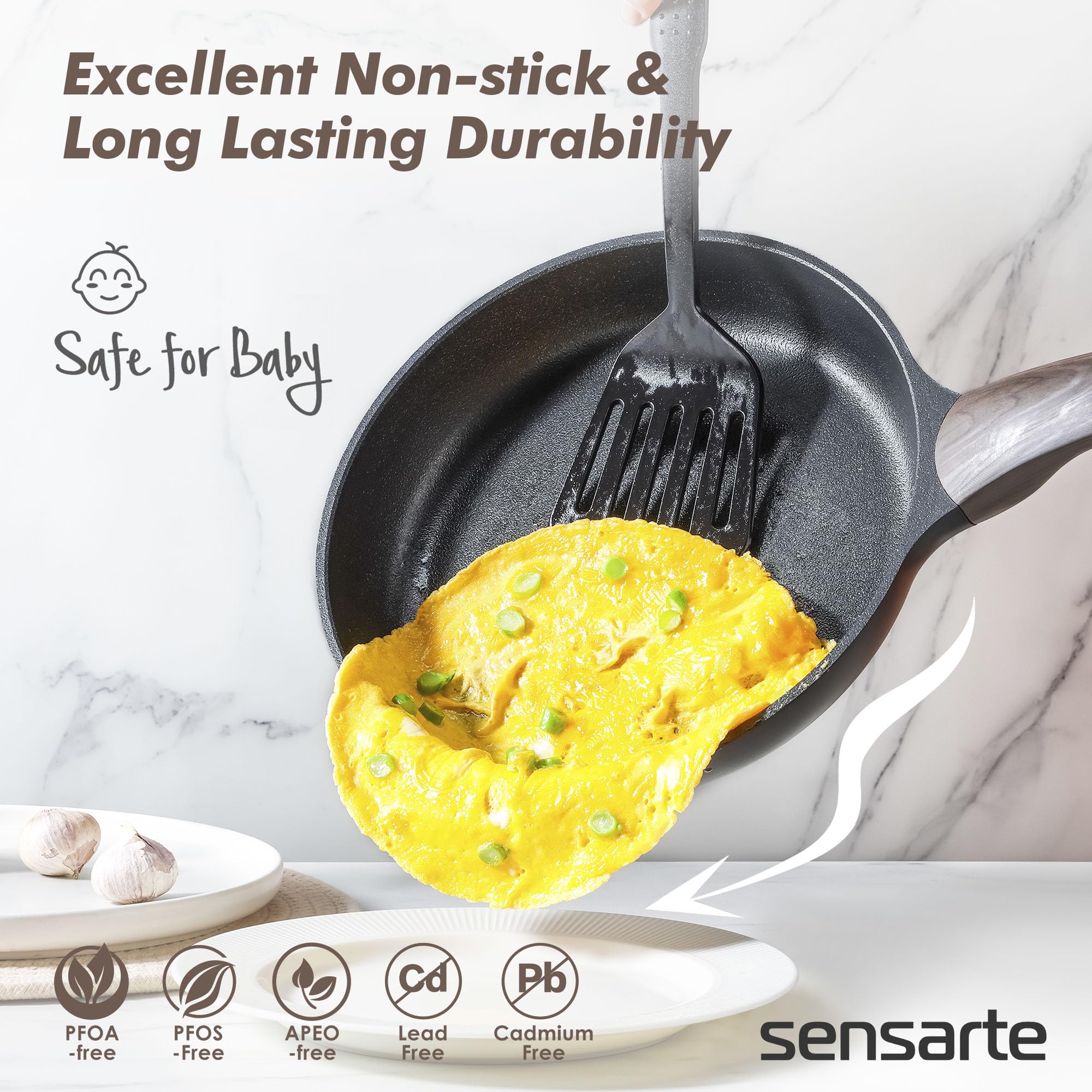 Sensarte 20pc nonstick saute pan with lid for versatile frying and braising.
