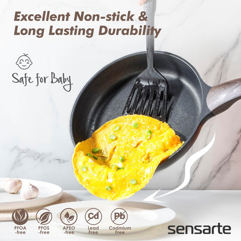 Sensarte 20pc nonstick saute pan with lid for versatile frying and braising.