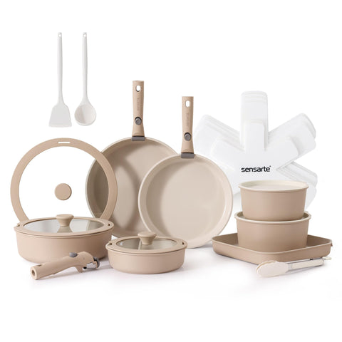 SENSARTE 24-piece ceramic cookware set displayed with all pieces for versatile cooking