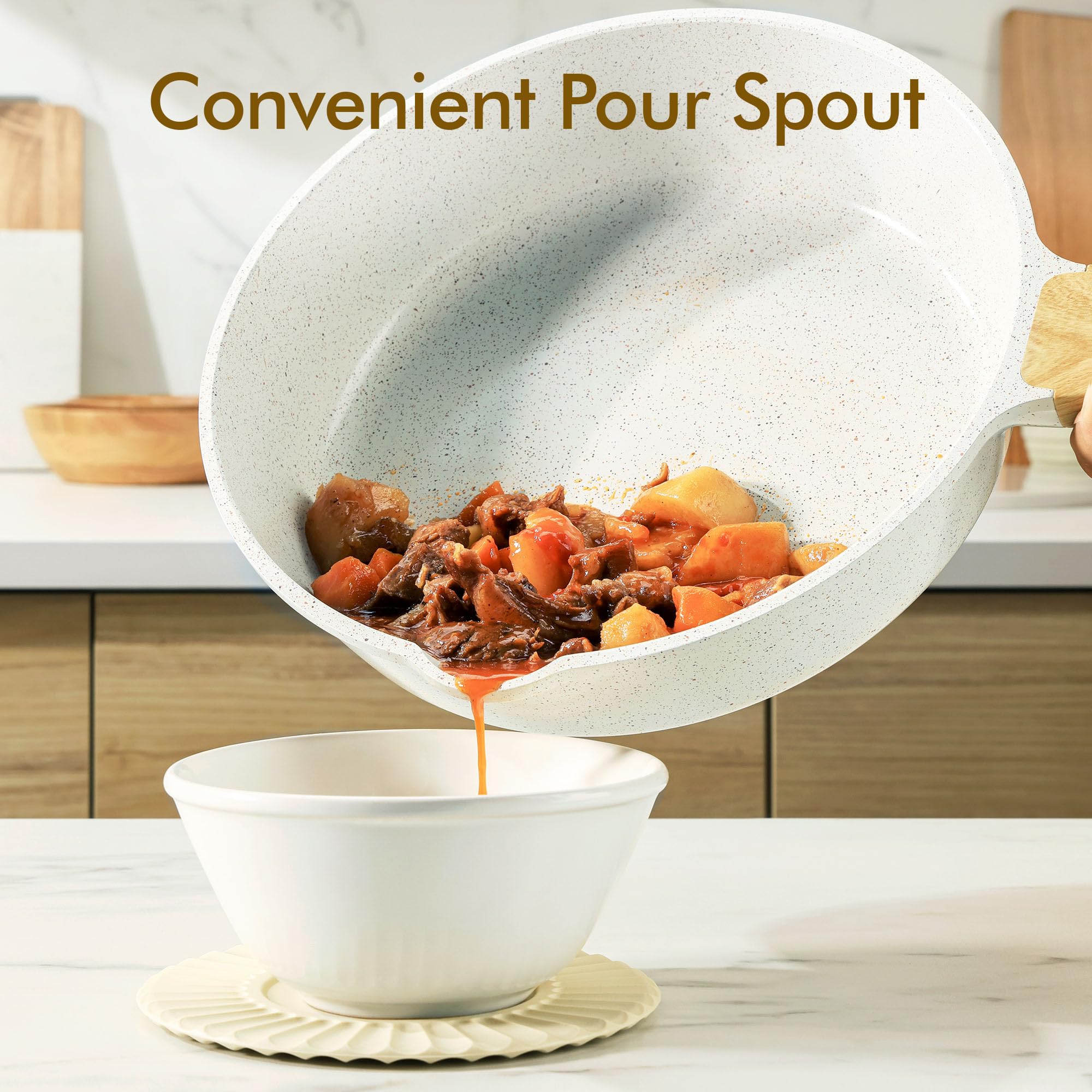 SENSARTE 3.5 qt deep pan ideal for sautéing, stir-fries, or shallow frying.