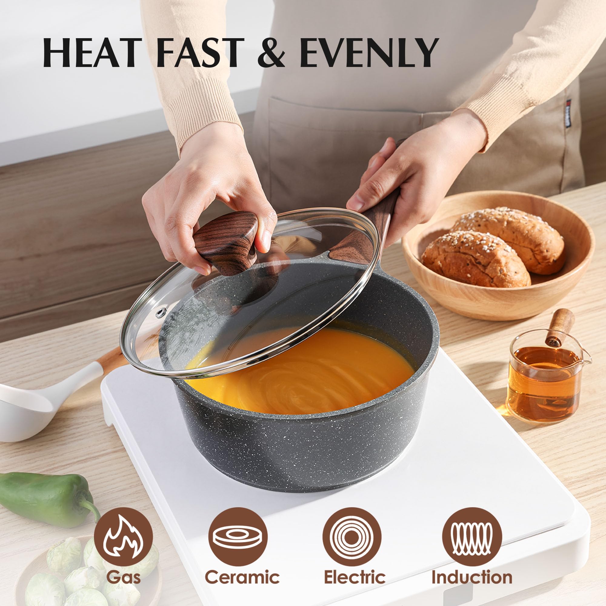 SENSARTE 4.5-quart casserole pan with lid suitable for stews and sauces