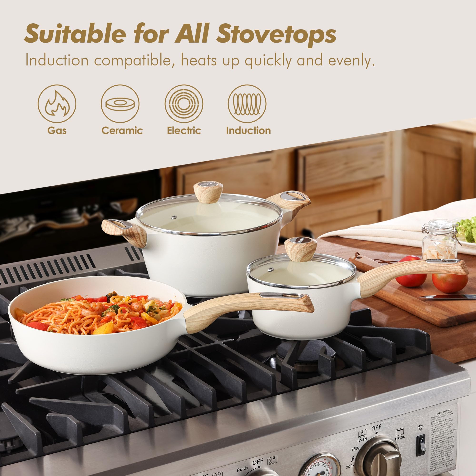 SENSARTE 1.5qt saucepan with lid ideal for sauces and reheating