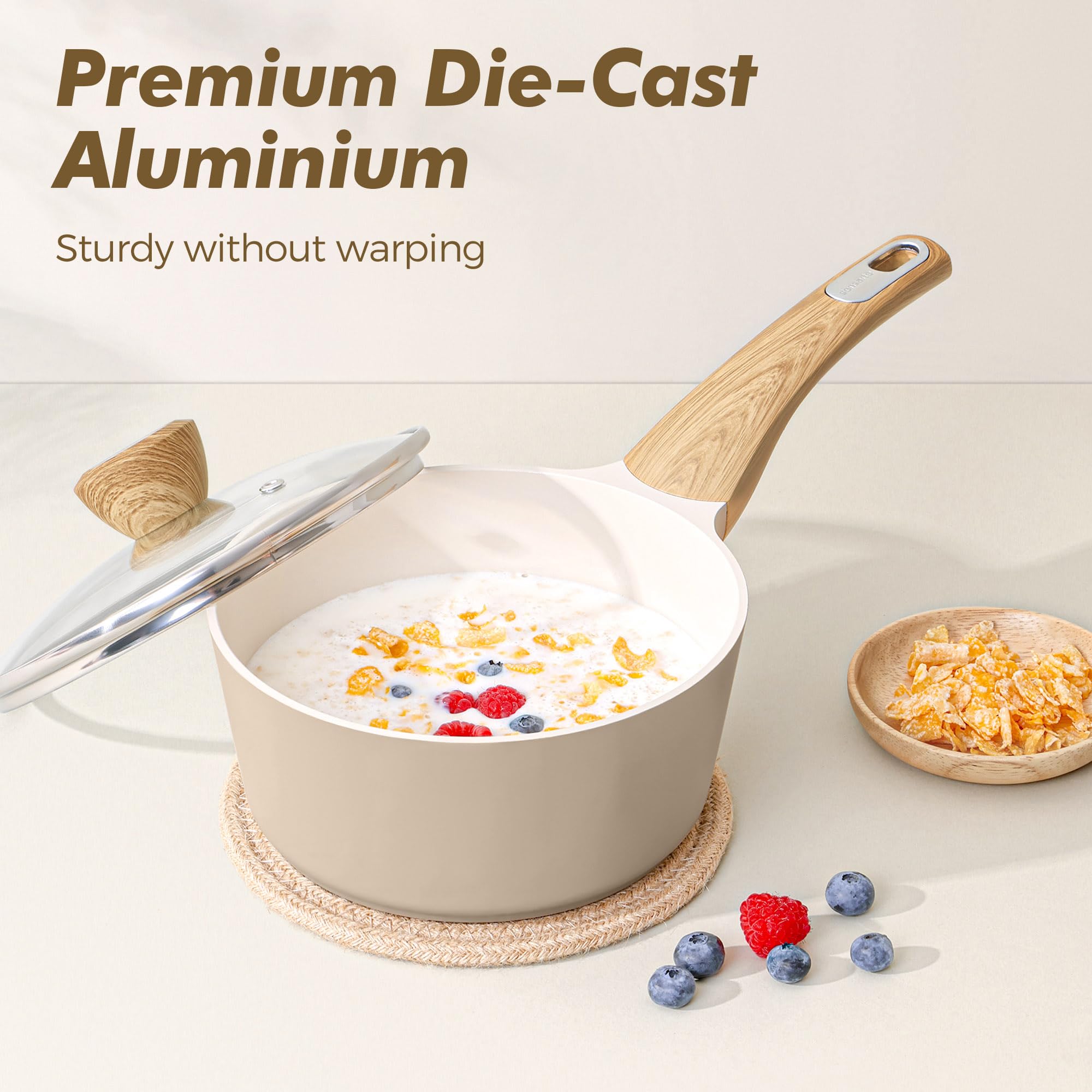 Sensarte 2.5QT saucepan with lid for versatile tasks