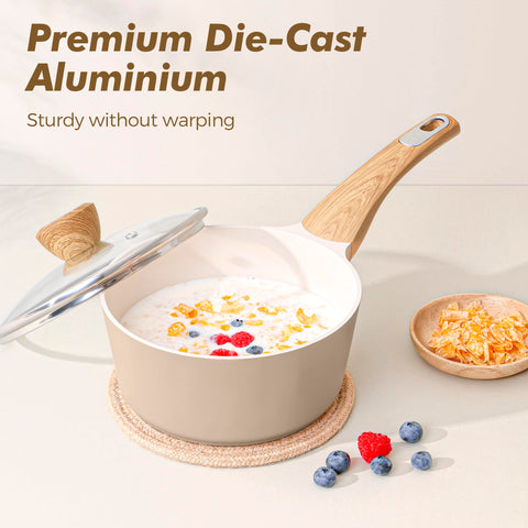 Sensarte 2.5QT saucepan with lid for versatile tasks