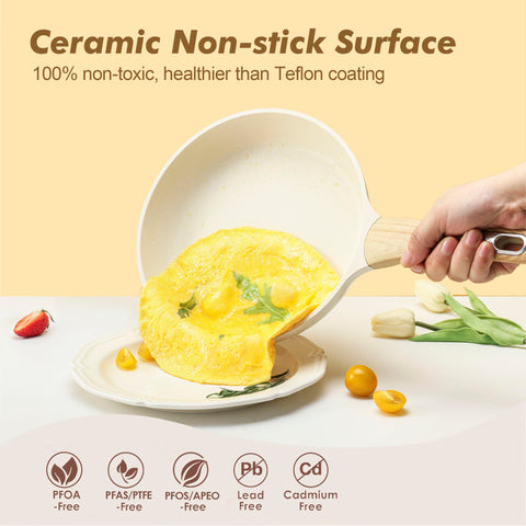 SENSARTE ceramic cookware pan frying pans in action for low-oil searing and quick meals