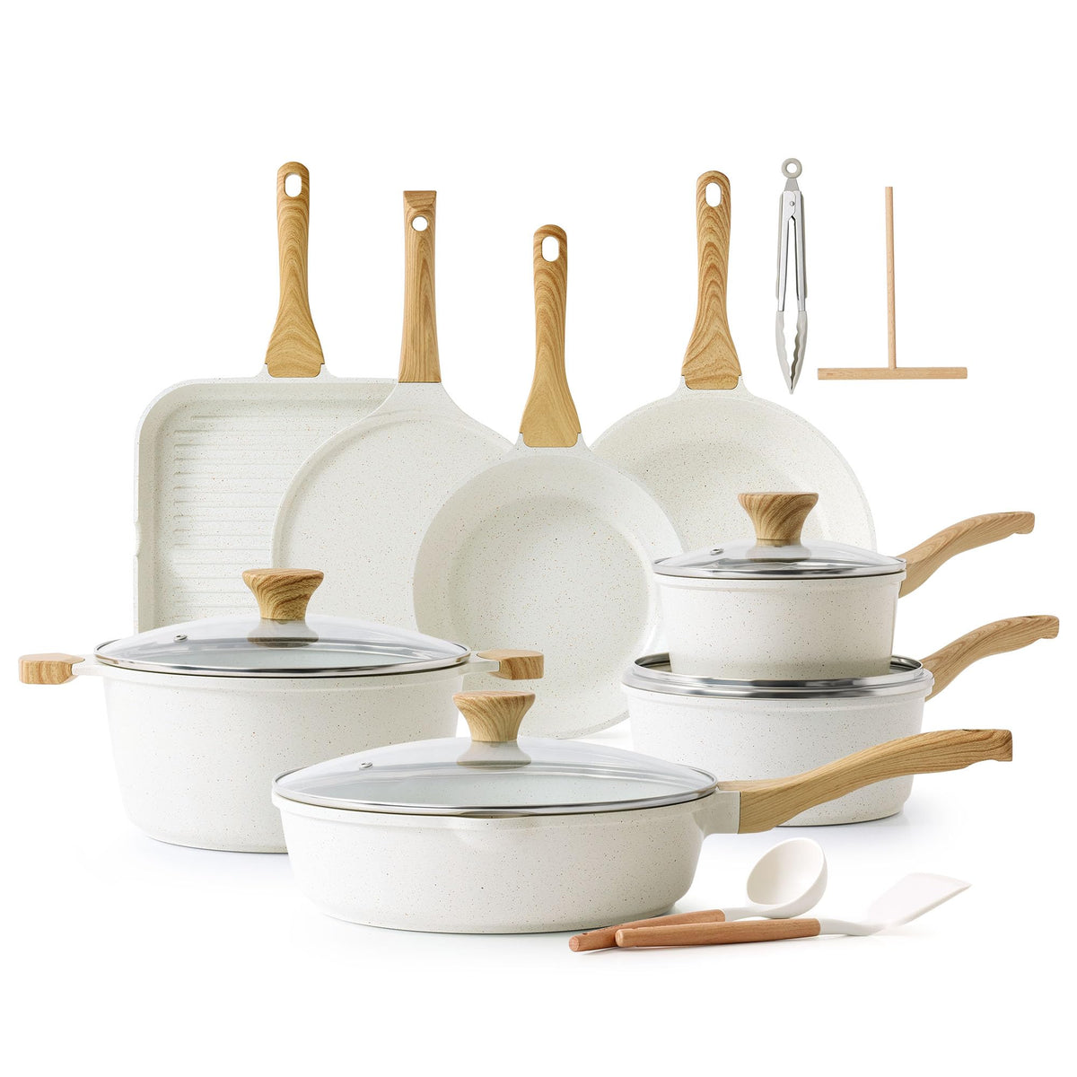 SENSARTE ceramic cookware set 23-piece with nonstick surface for easy egg release