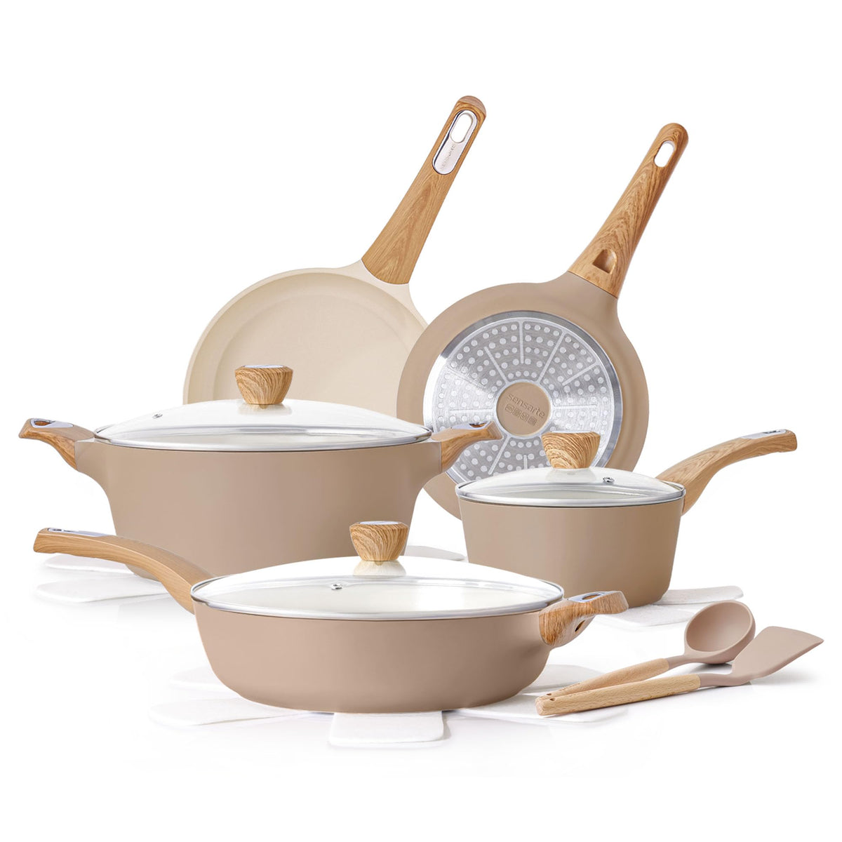 SENSARTE ceramic frying pans offer effortless release with minimal oil for healthier cooking.