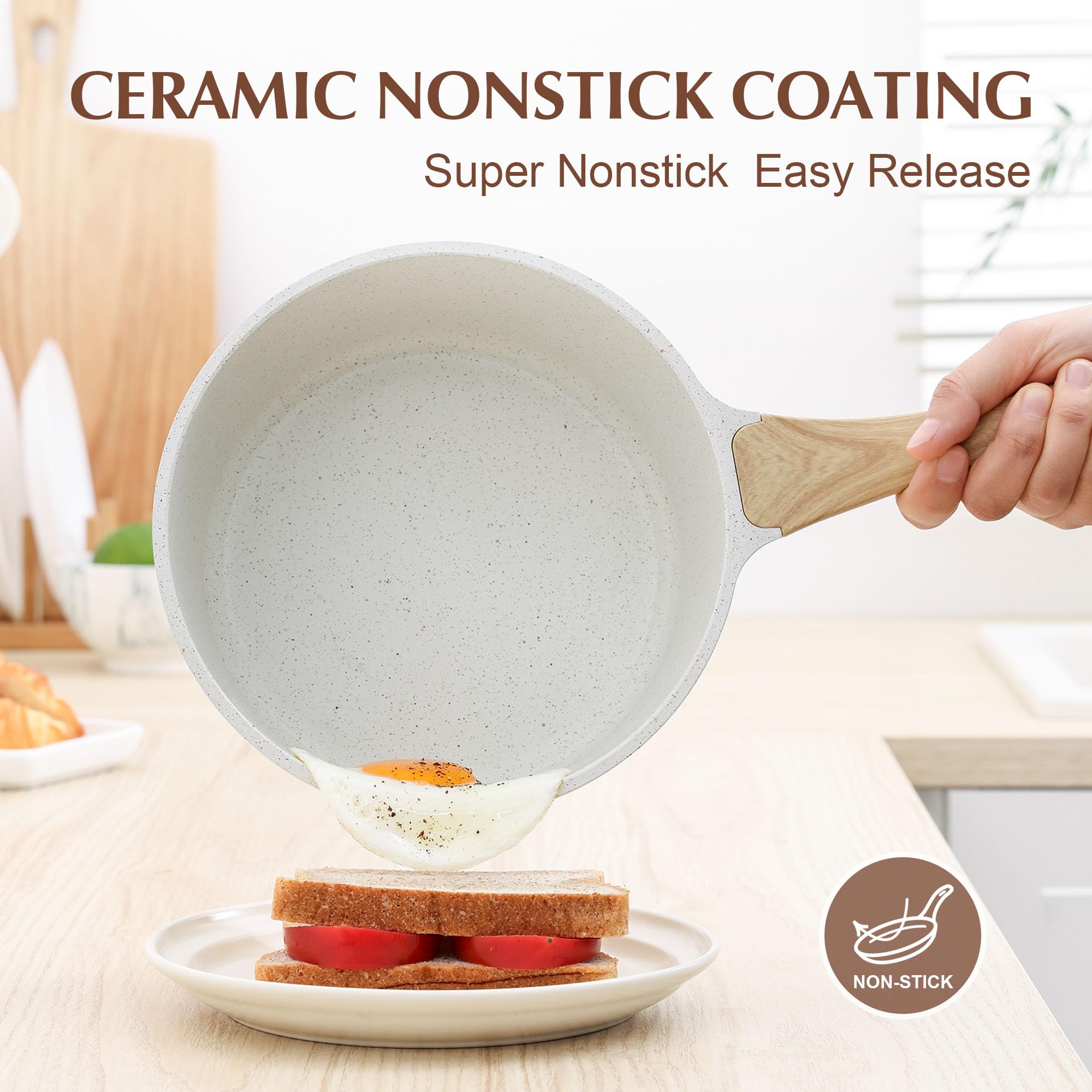 SENSARTE ceramic nonstick coating close-up highlighting durability and smooth cooking.