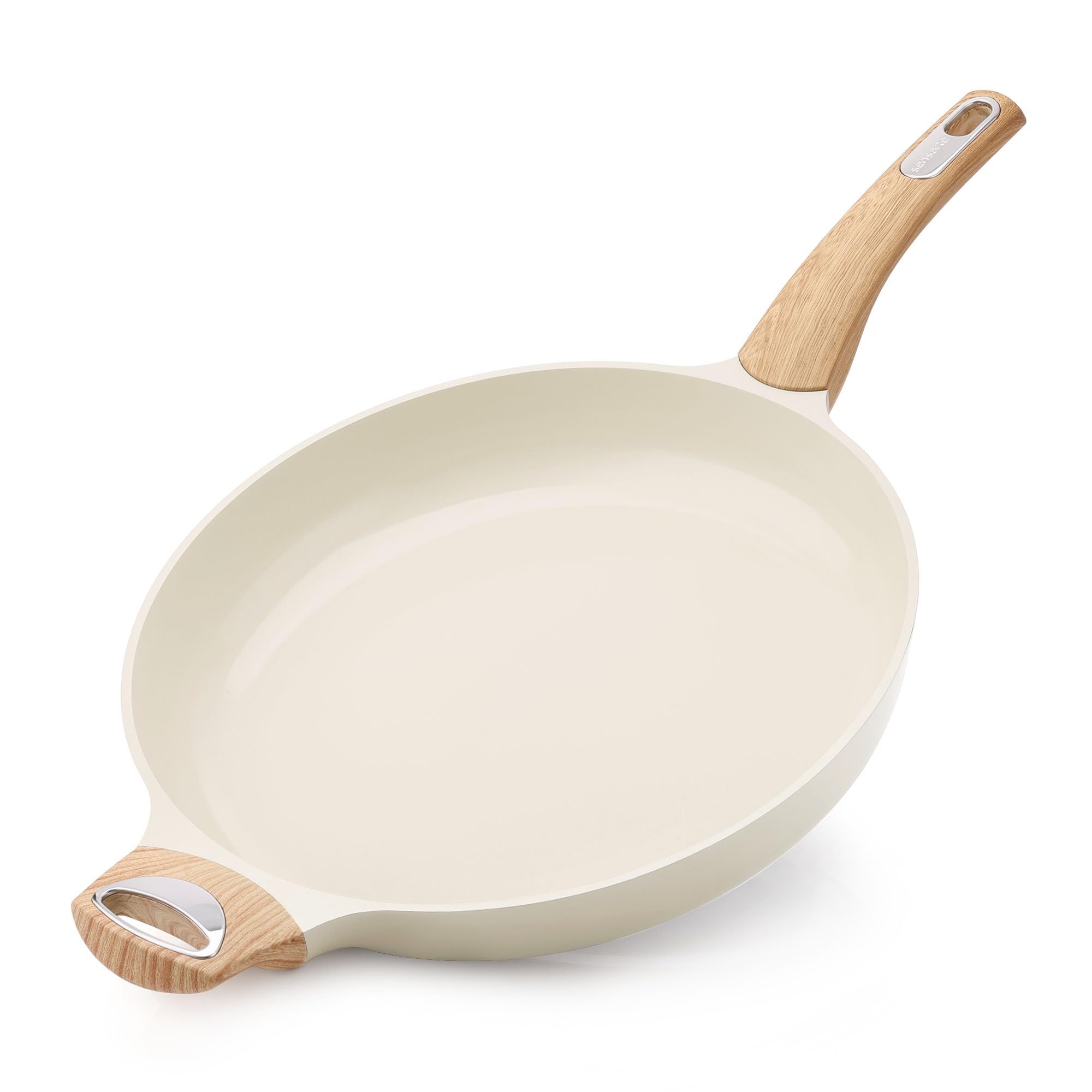 SENSARTE ceramic nonstick frying pan ready for easy egg release and quick cleanup.