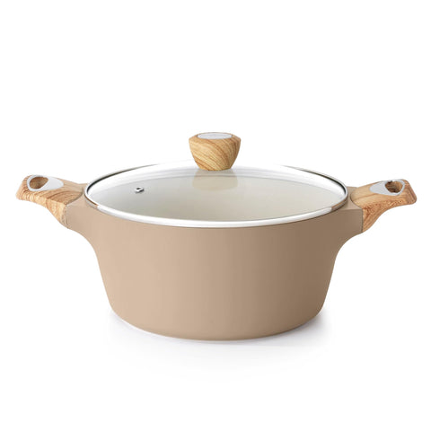 SENSARTE ceramic stock pot with lid, 2.6 qt, ideal for gentle simmering and easy release