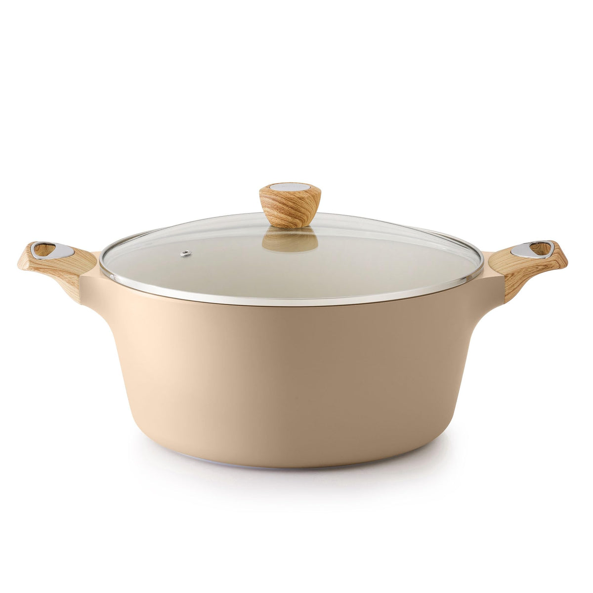 SENSARTE ceramic nonstick stock pot 8.5qt with lid, smooth food release and easy cleanup.