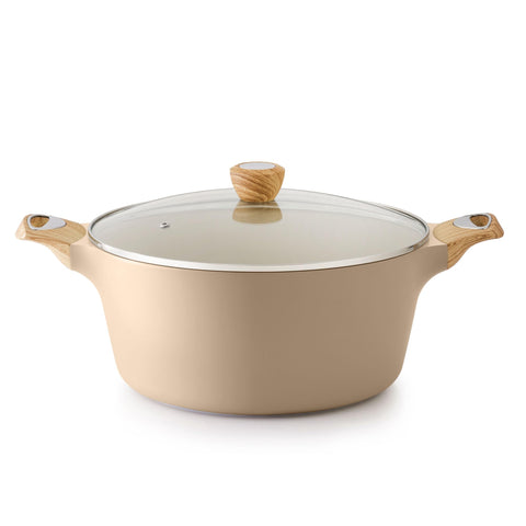 SENSARTE ceramic nonstick stock pot 8.5qt with lid, smooth food release and easy cleanup.