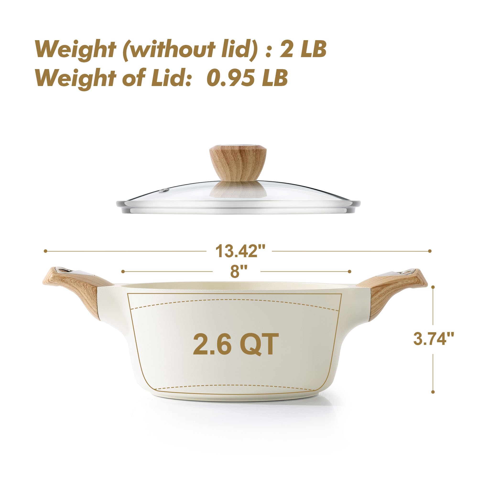 SENSARTE glass lid for visibility and splash protection while cooking.