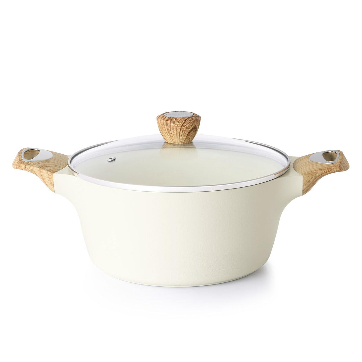 SENSARTE ceramic stockpot with lid on display, highlighting easy-release nonstick cooking