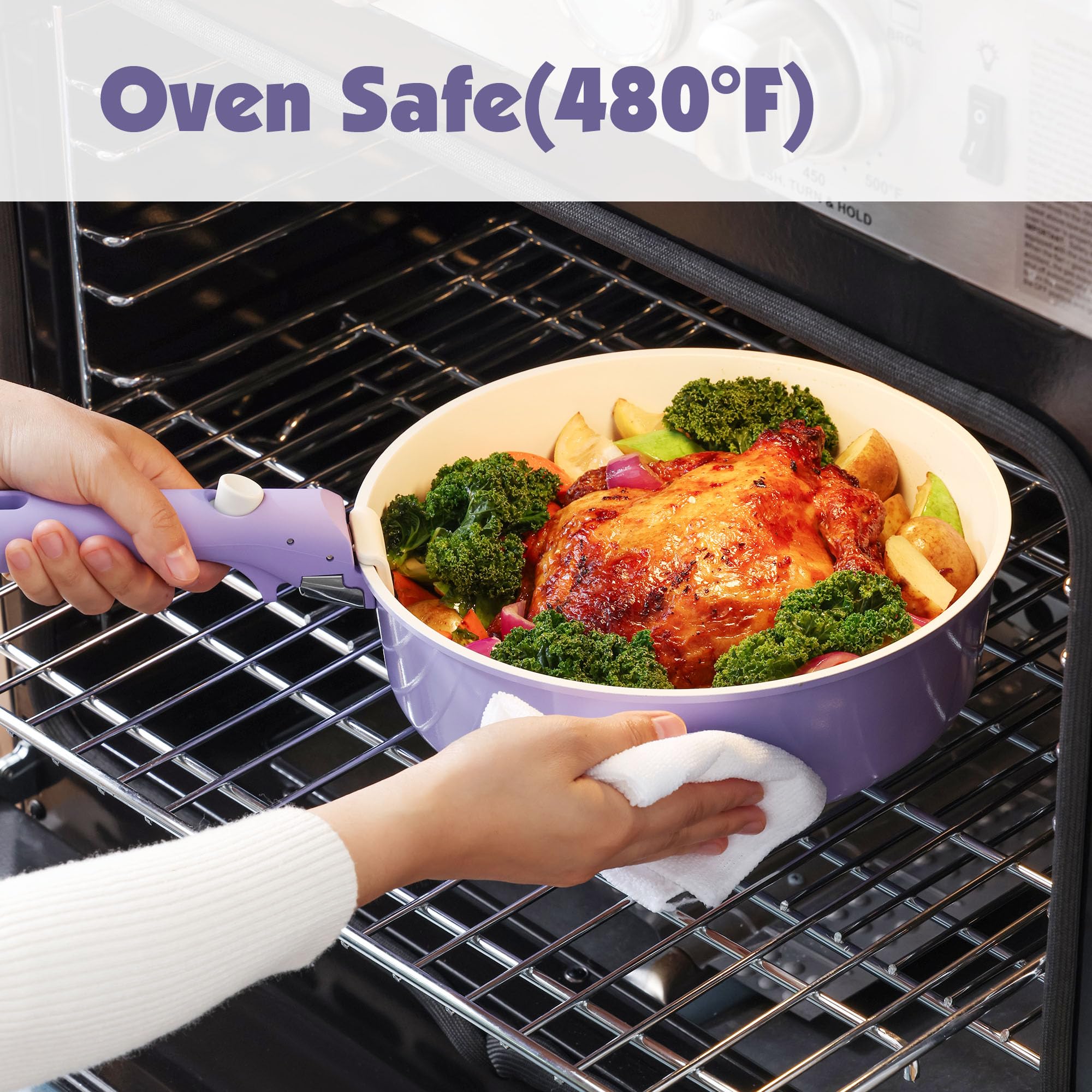 SENSARTE ceramic nonstick surface enables easy release with less oil.