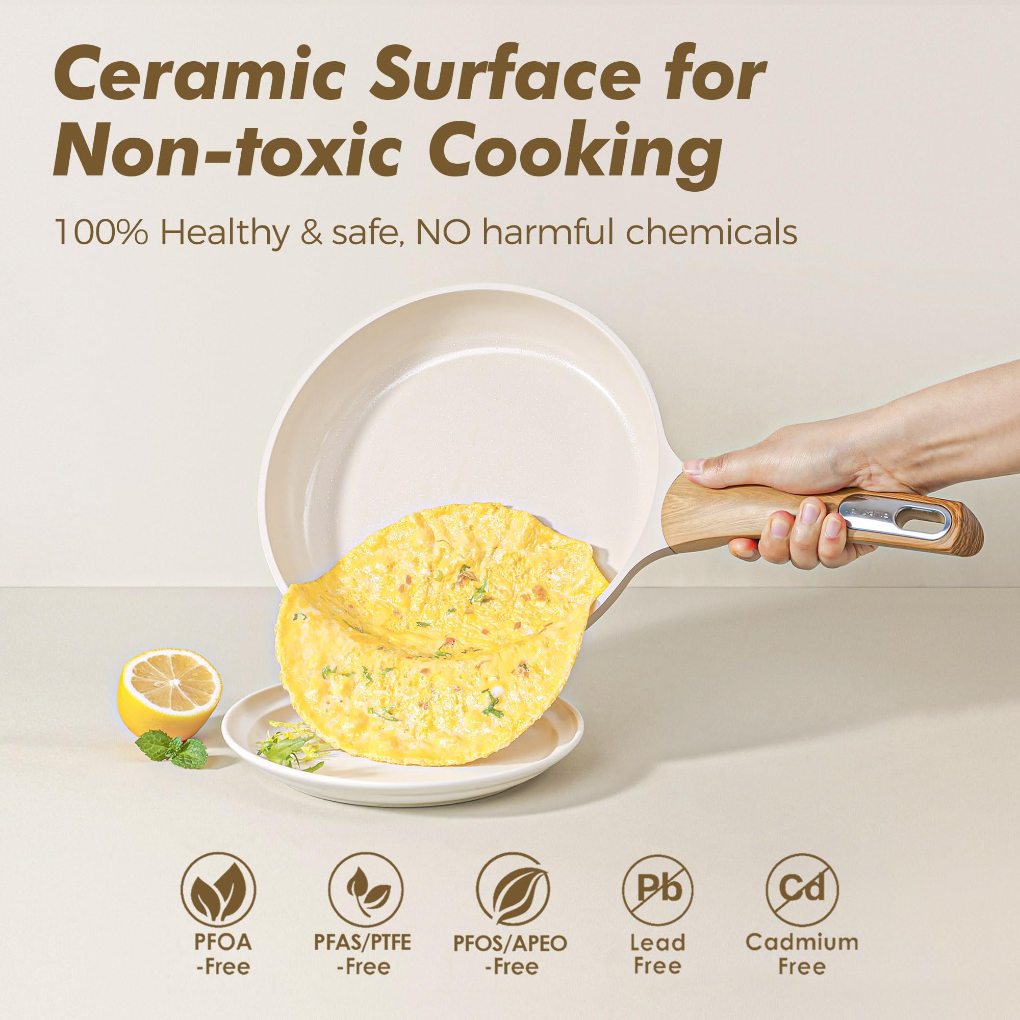 SENSARTE ceramic sauté pan with lid for even heating and versatile meals.