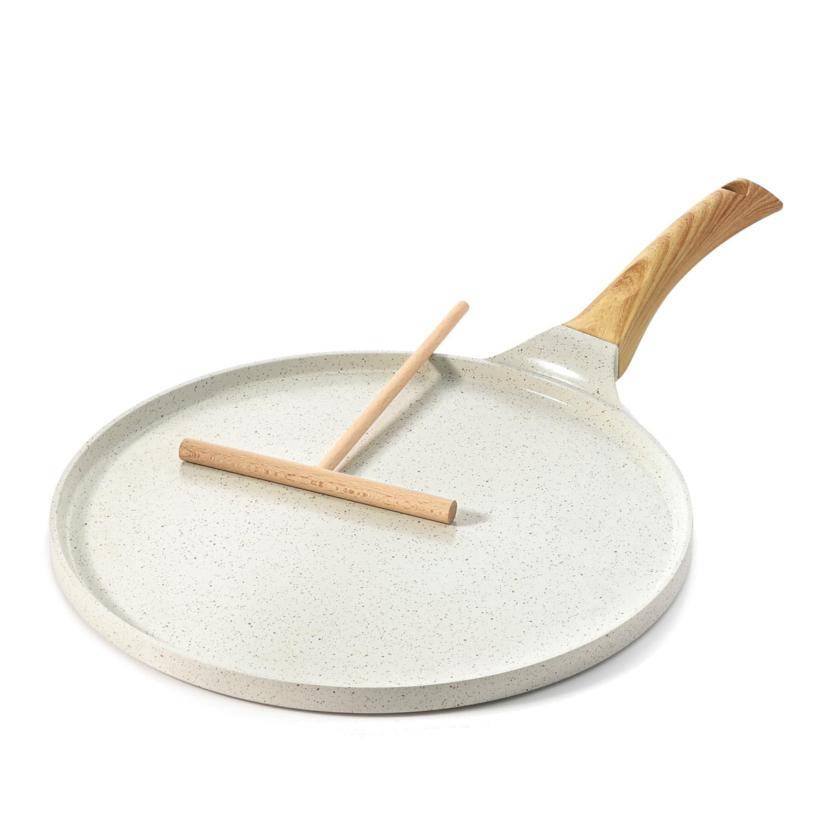 SENSARTE crepe pan 10-inch white with spreader for even batter distribution