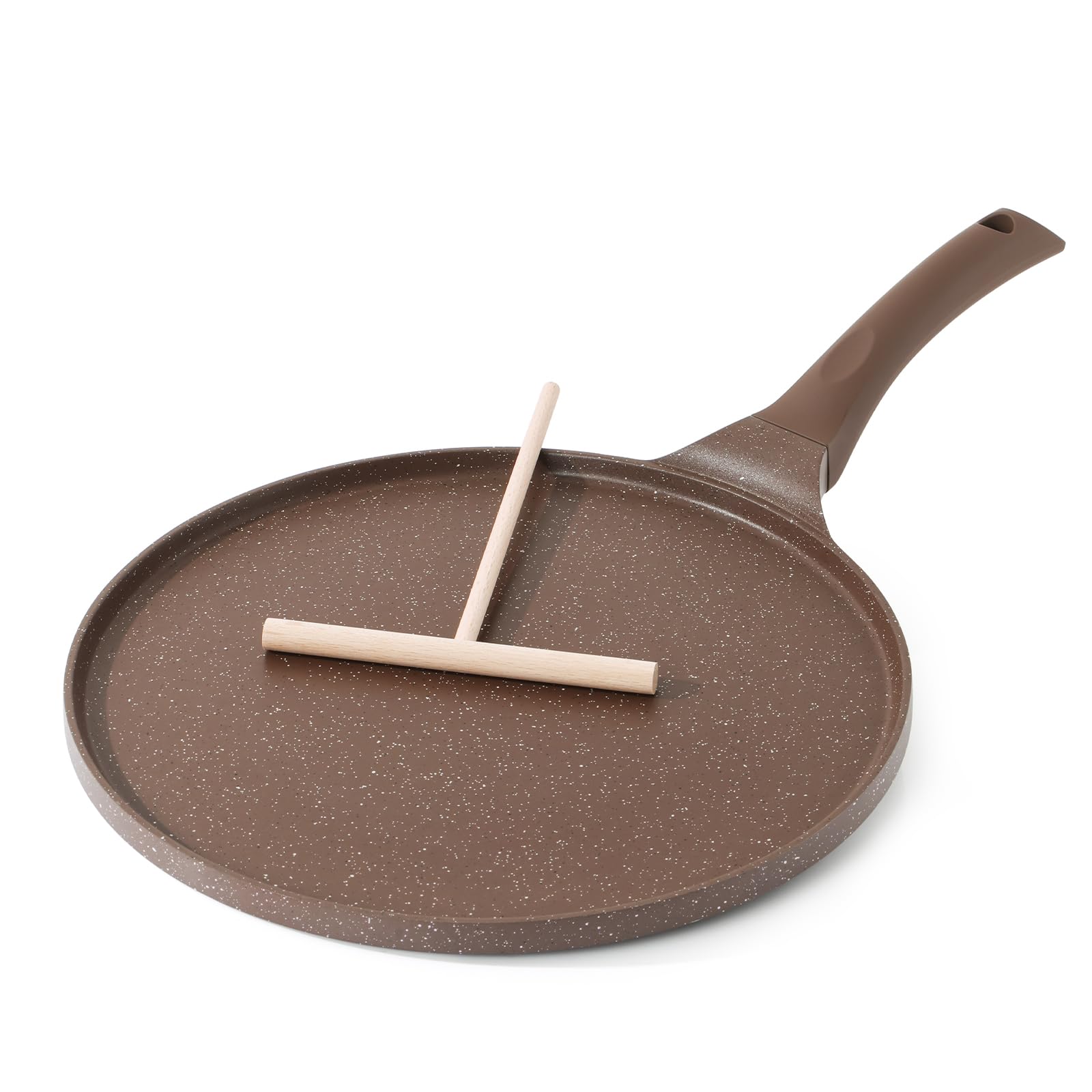 Sensarte crepe pan 12-inch top view showing spacious surface for even heat distribution.