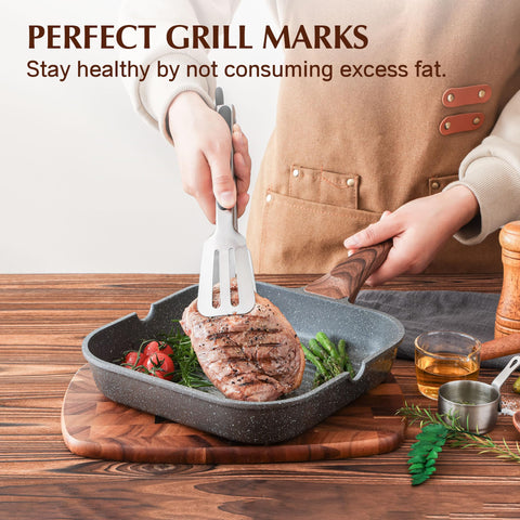 Durable die-cast aluminum construction of the SENSARTE grill pan.