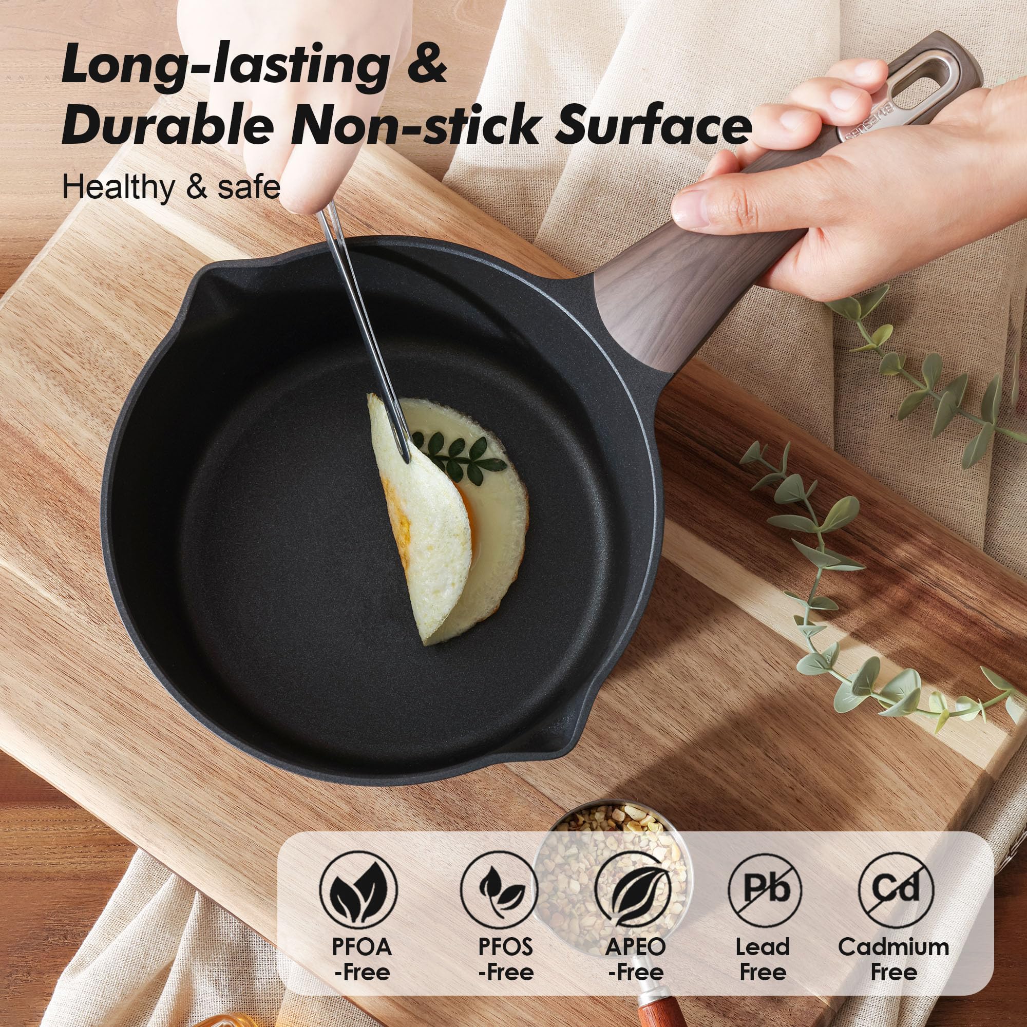 SENSARTE saucepan with double pour spout for right and left-handed use