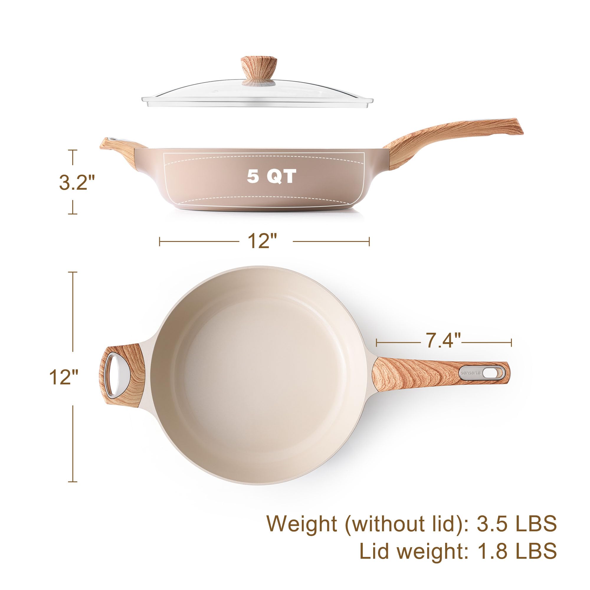 SENSARTE nonstick coating is easy to wipe clean after cooking