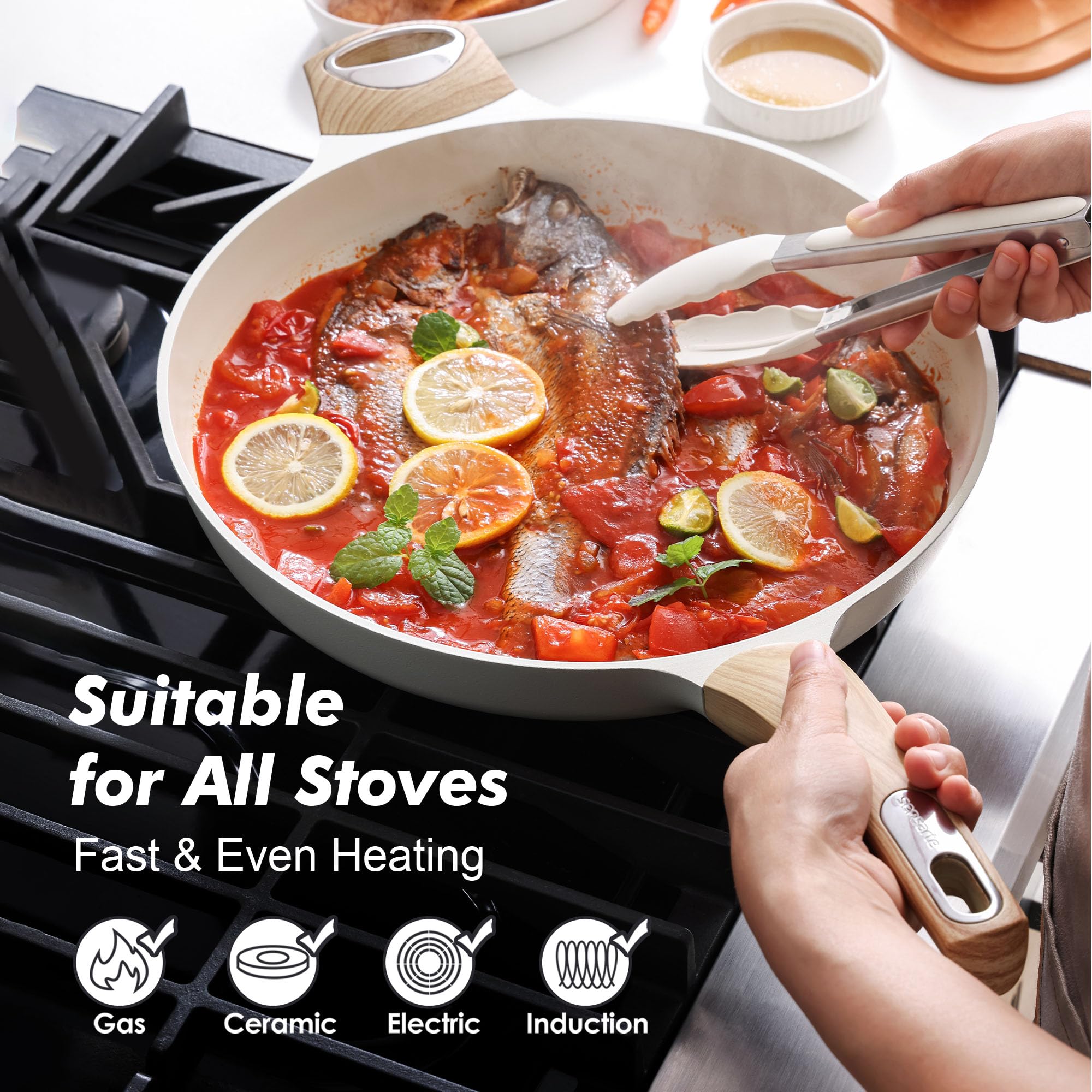 SENSARTE easy-clean nonstick surface reduces scrubbing after meals.