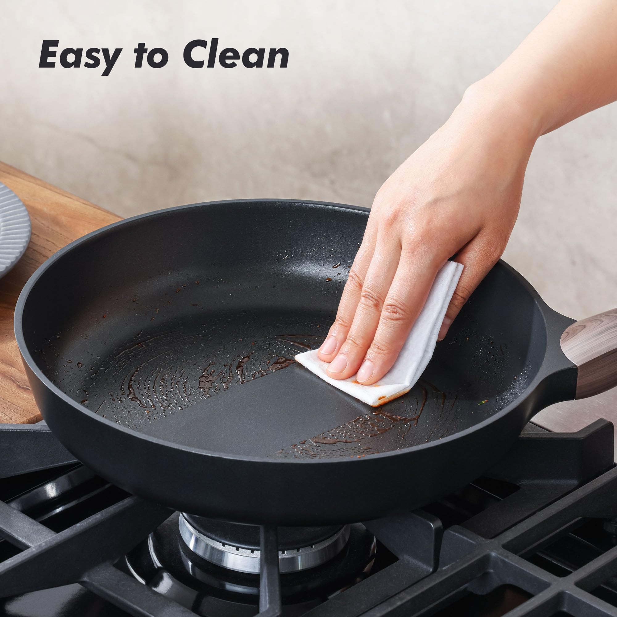 SENSARTE easy-clean surface resists sticking and wipes clean fast.