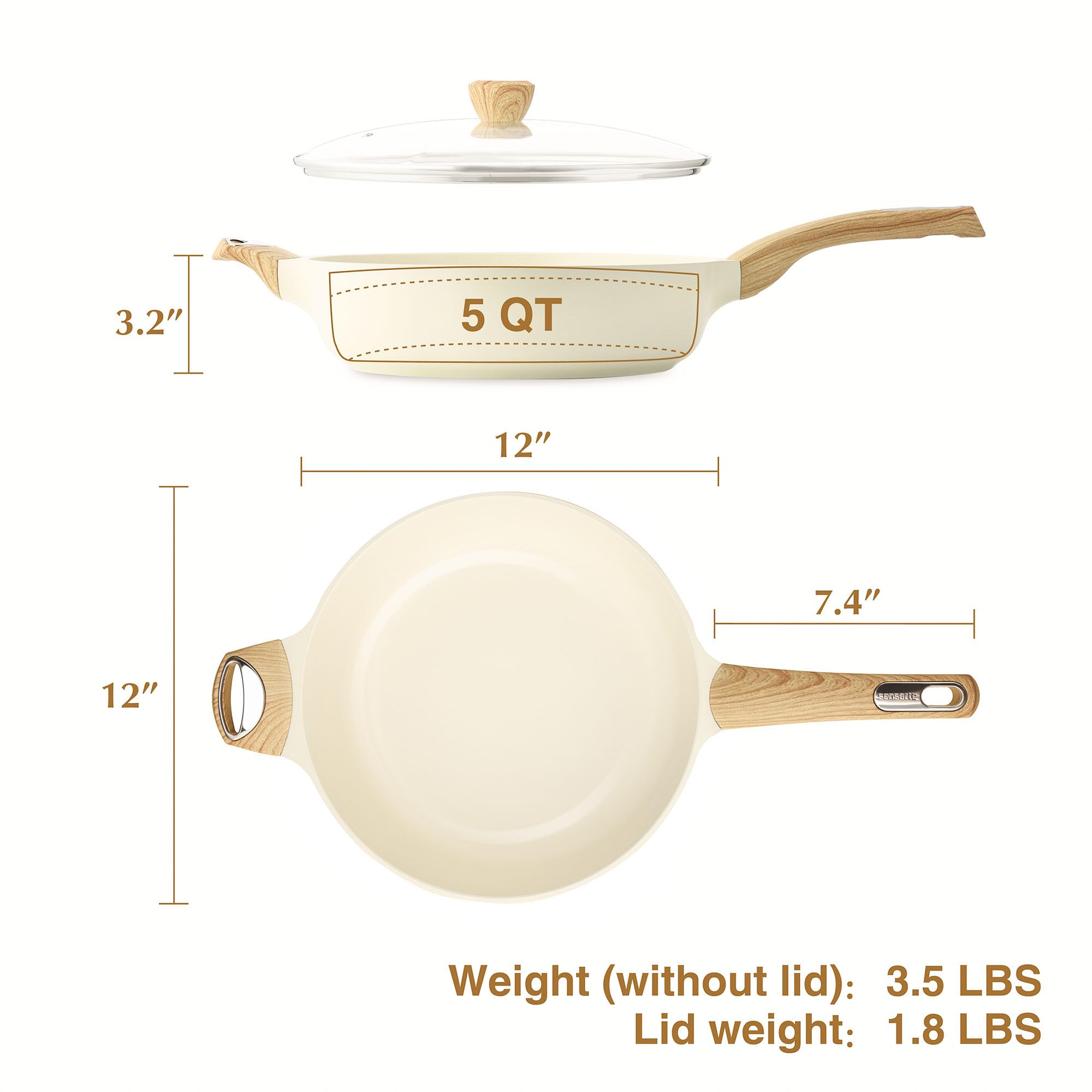 SENSARTE easy-clean nonstick surface simplifies cleanup after cooking.