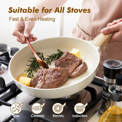 SENSARTE eggs-slide-nonstick surface helps eggs lift with minimal oil