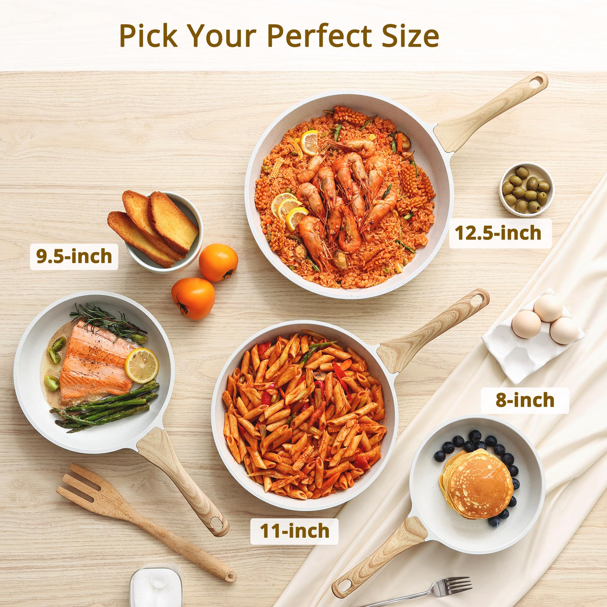 SENSARTE ergonomic woodgrain grip enhances safe, comfortable handling while cooking.