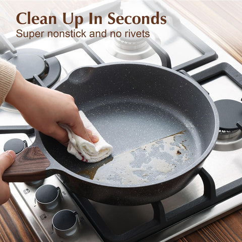 SENSARTE glass lid skillet allowing you to monitor cooking progress