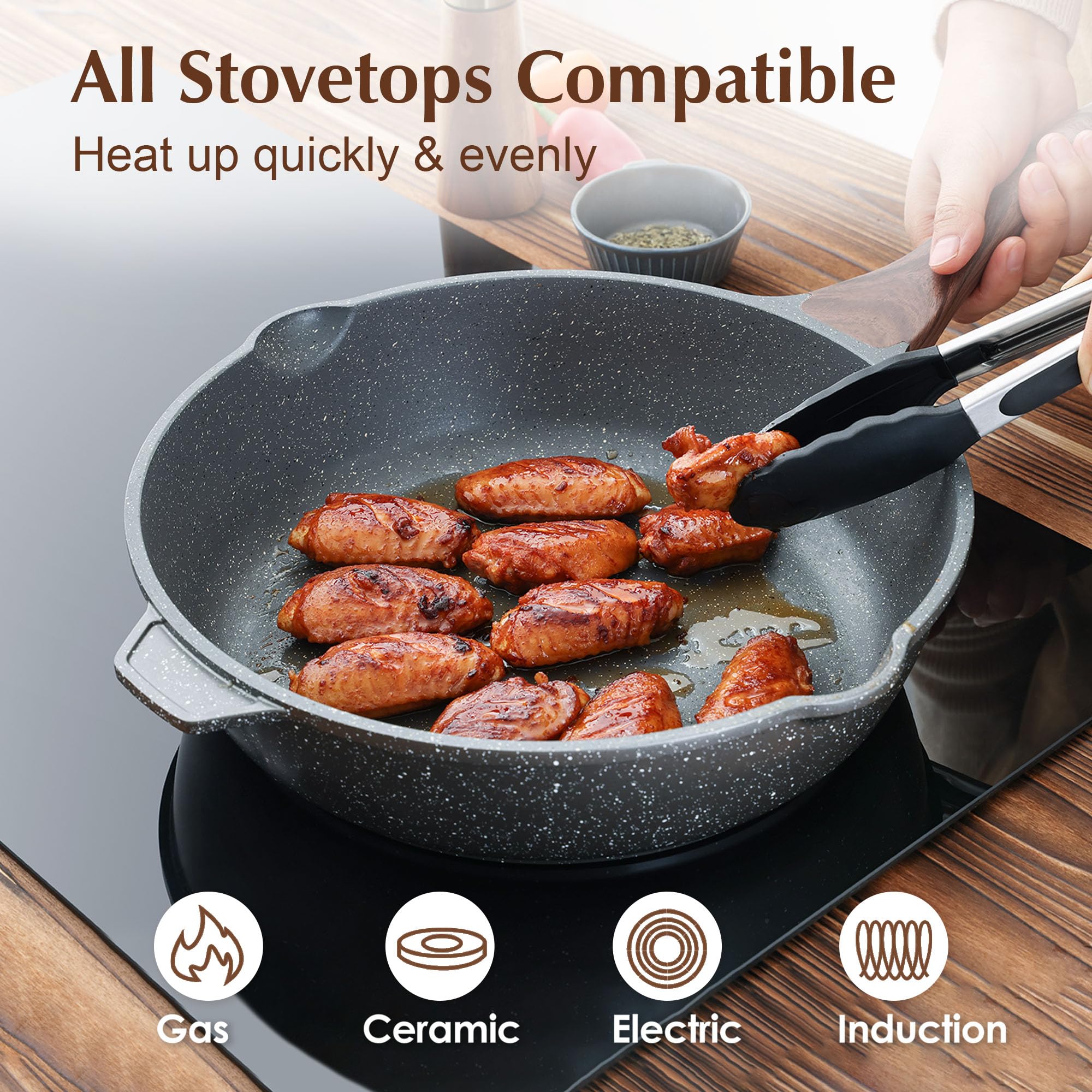 Granite nonstick coating promotes healthier cooking with less oil