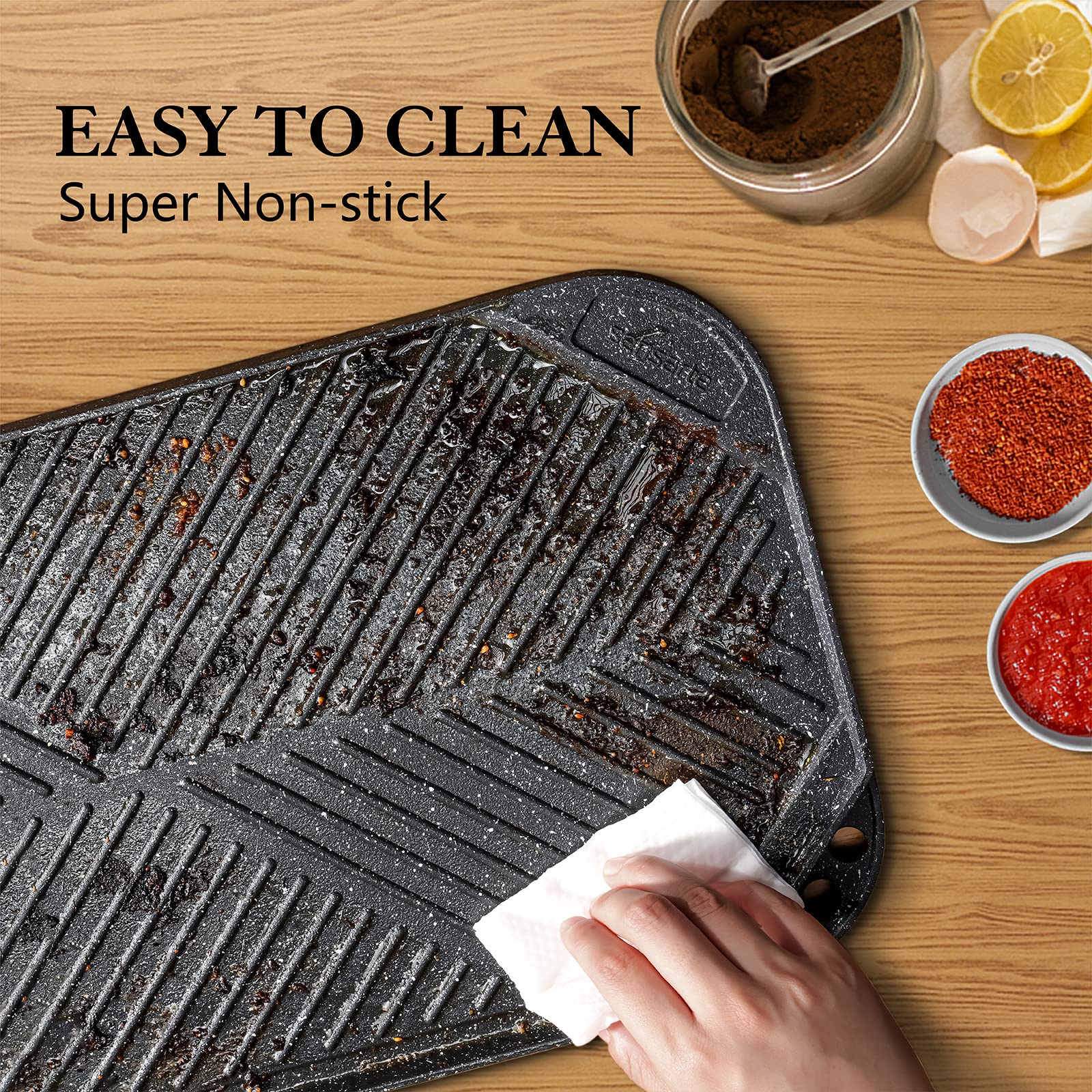SENSARTE griddle pan hanging hole for simple storage when not in use.