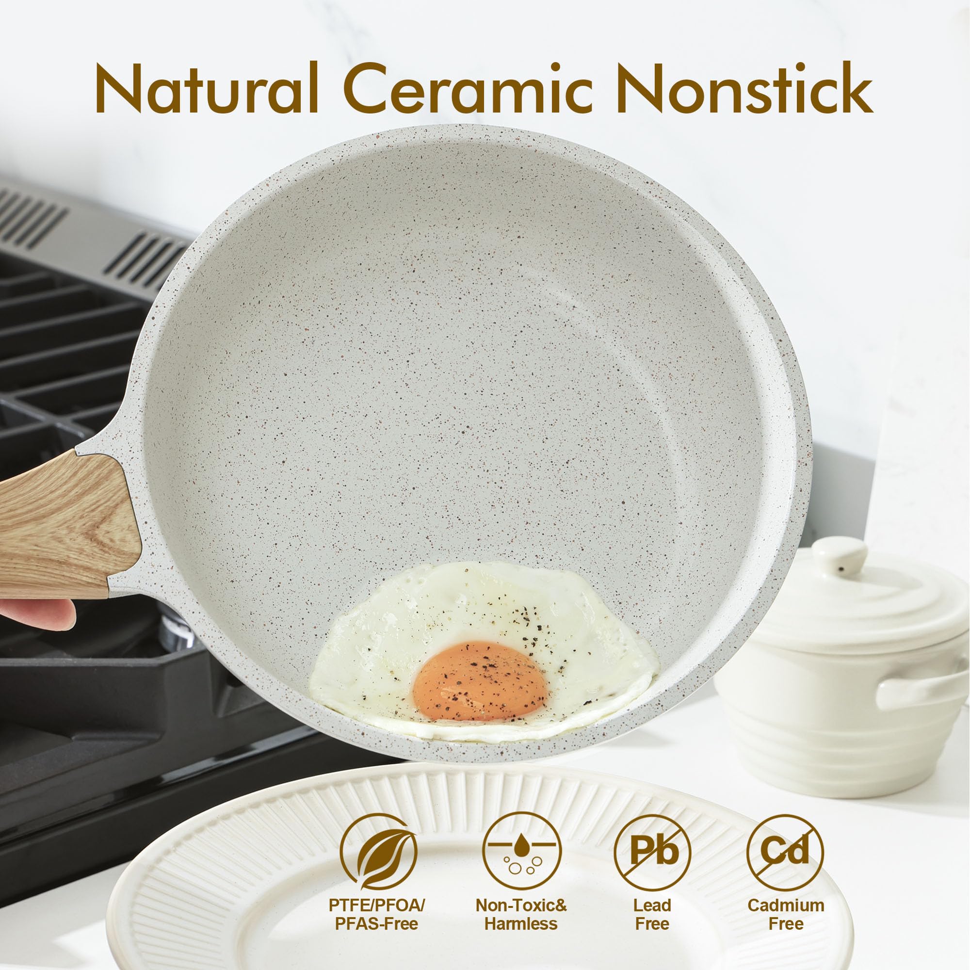 SENSARTE PFAS-free ceramic skillet highlighting healthy cookware