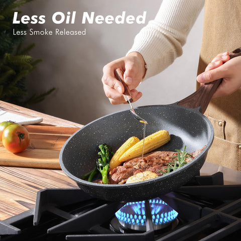 SENSARTE ILAG nonstick coating close-up shows safe, smooth food release.