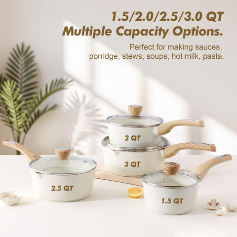 Induction-compatible base of the Sensarte sauce pan heats evenly on all cooktops.