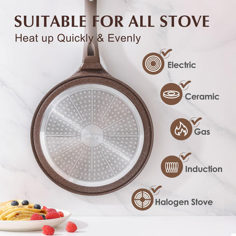 Sensarte induction base demonstrates compatibility with all stove tops.