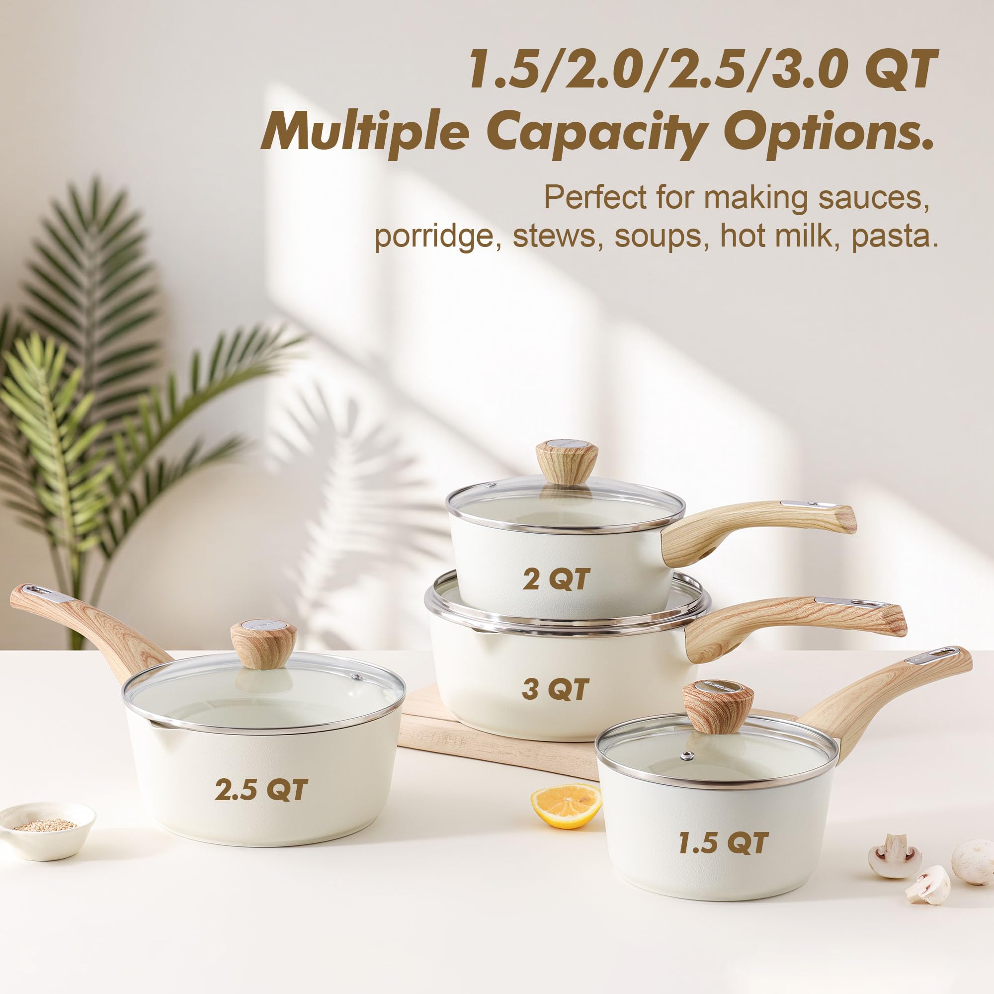 SENSARTE induction-compatible ceramic pan supports quick, even heating.