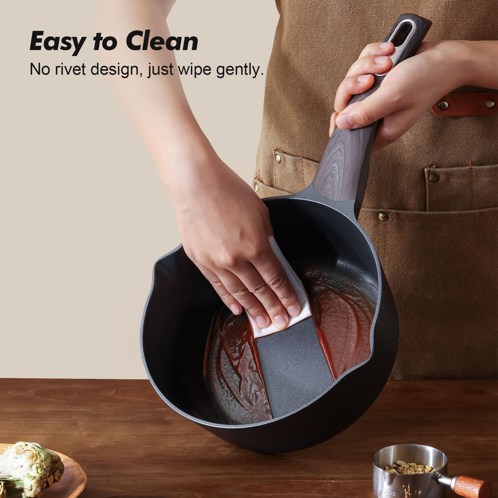 SENSARTE induction-friendly base ensures quick, even heating