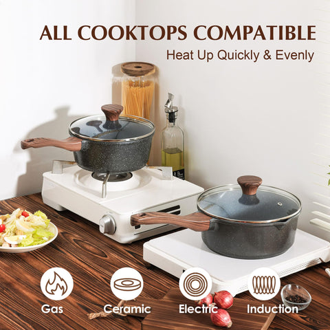 SENSARTE induction-compatible saucepan on any stove for versatile cooking