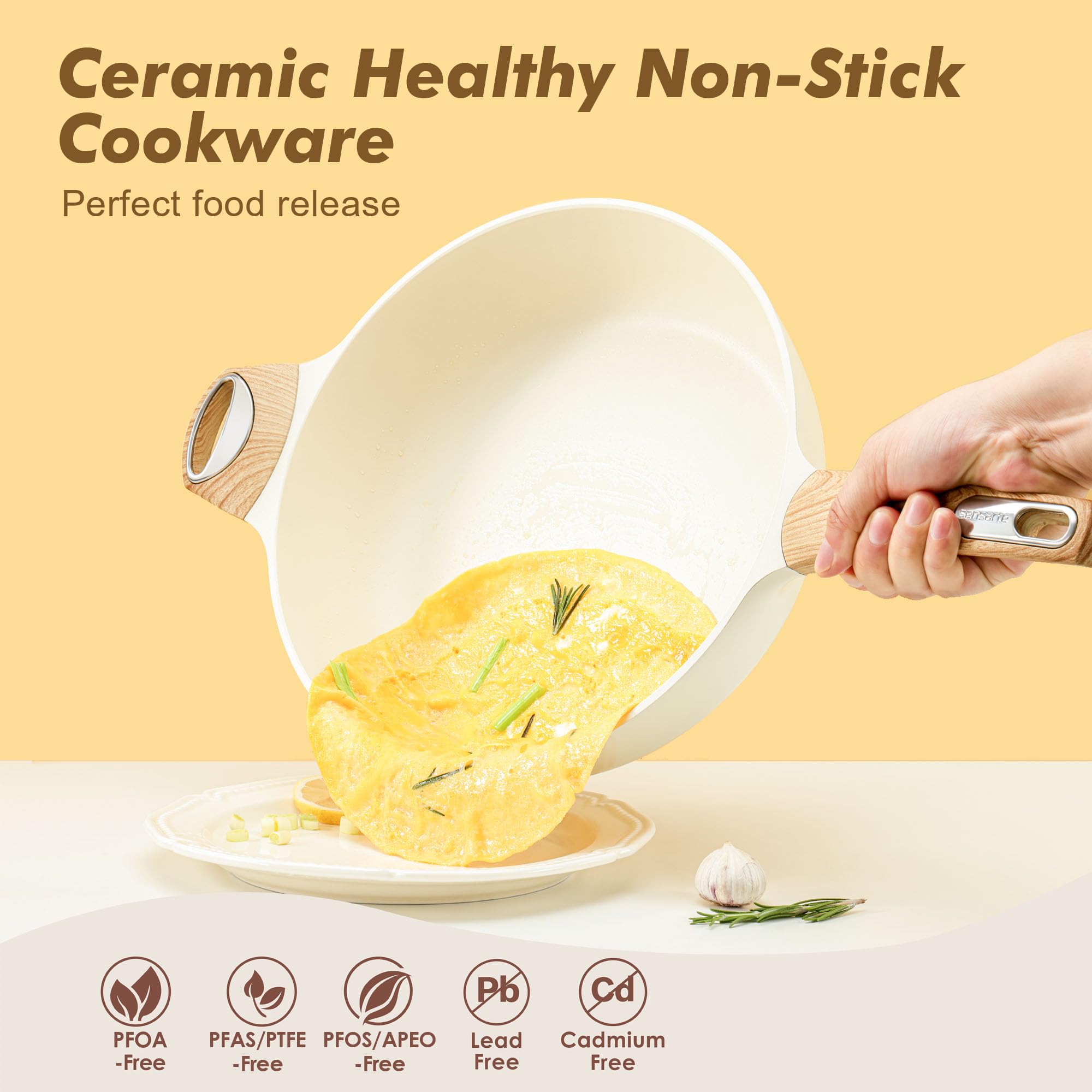 SENSARTE large deep frying pan 6 qt ideal for versatile sautéing and browning