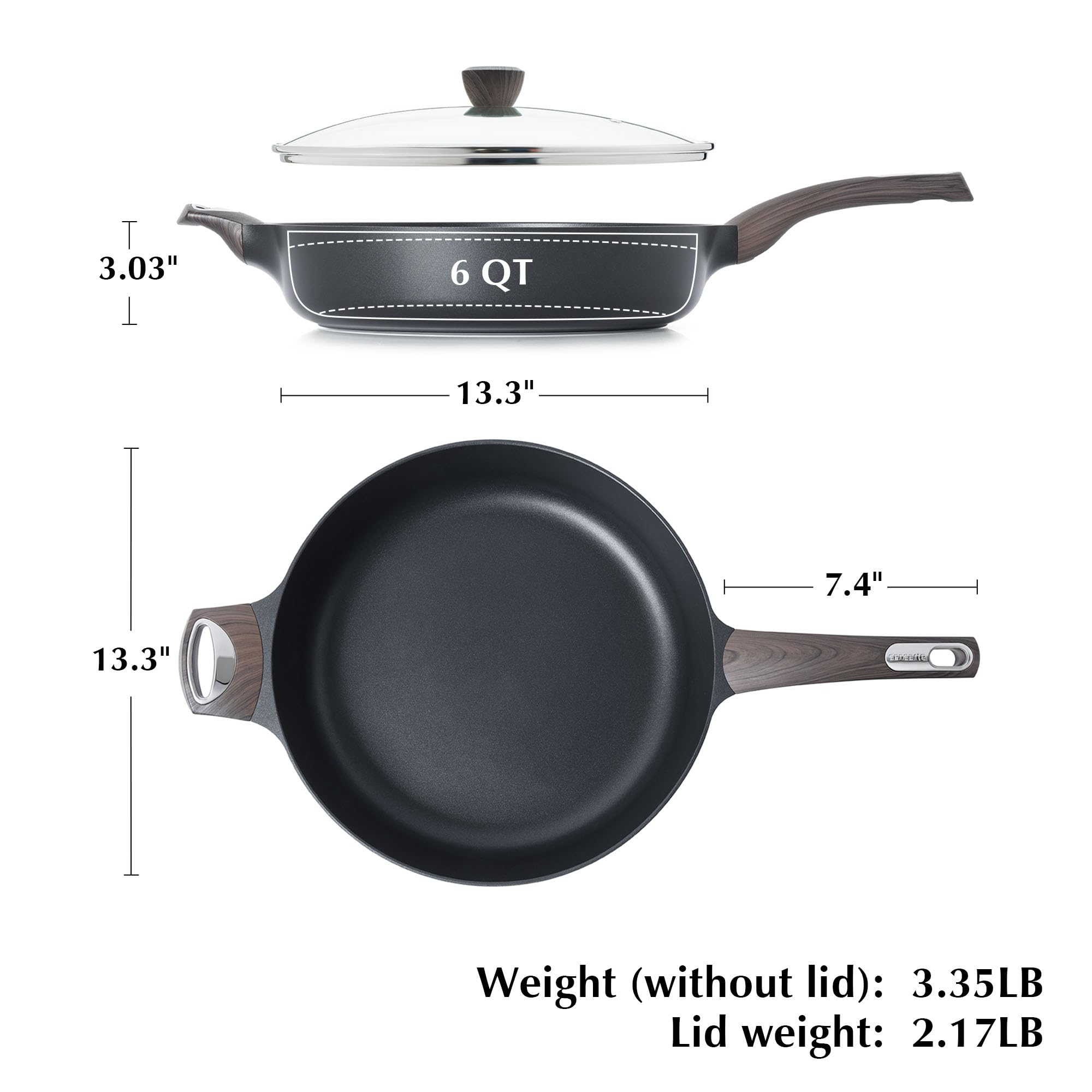 Sensarte deep skillet supports sautéing, searing, and braising with ease.