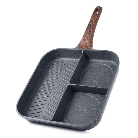 SENSARTE nonstick 11-inch square grill pan with easy food release and quick cleanup.