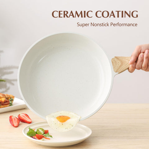 SENSARTE nonstick ceramic coating ensures easy release and minimal oil.