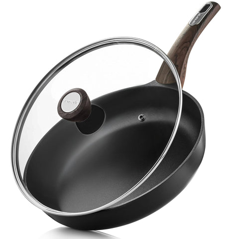 SENSARTE nonstick frying pan with lid provides a clear view to monitor cooking.