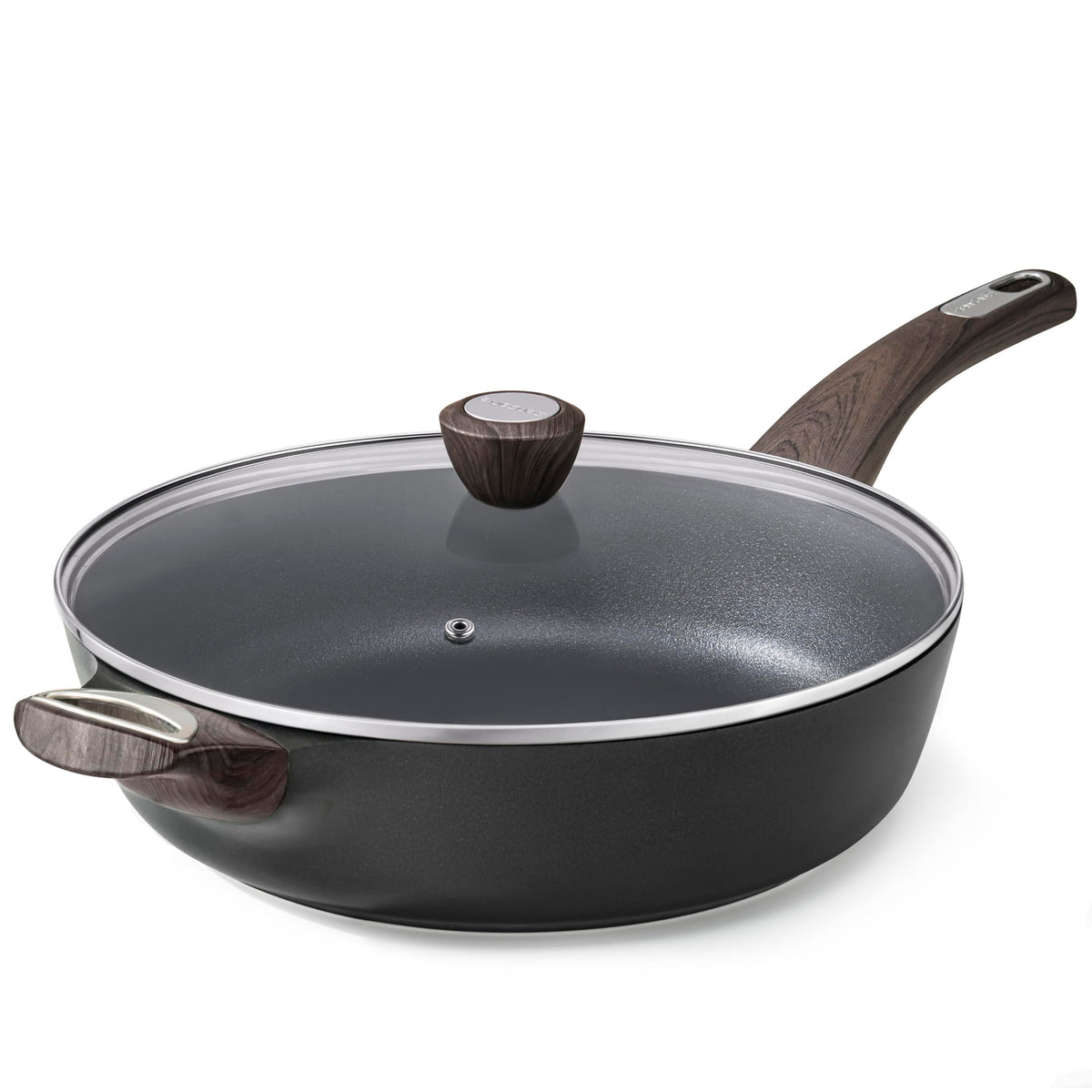 SENSARTE nonstick frying pan with lid ready for smooth cooking and easy cleanup.