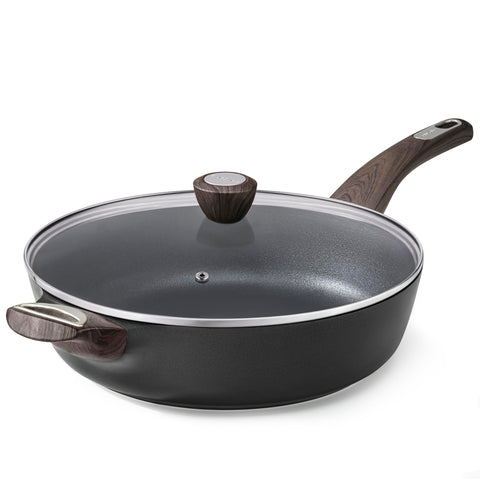 SENSARTE nonstick frying pan with lid ready for smooth cooking and easy cleanup.