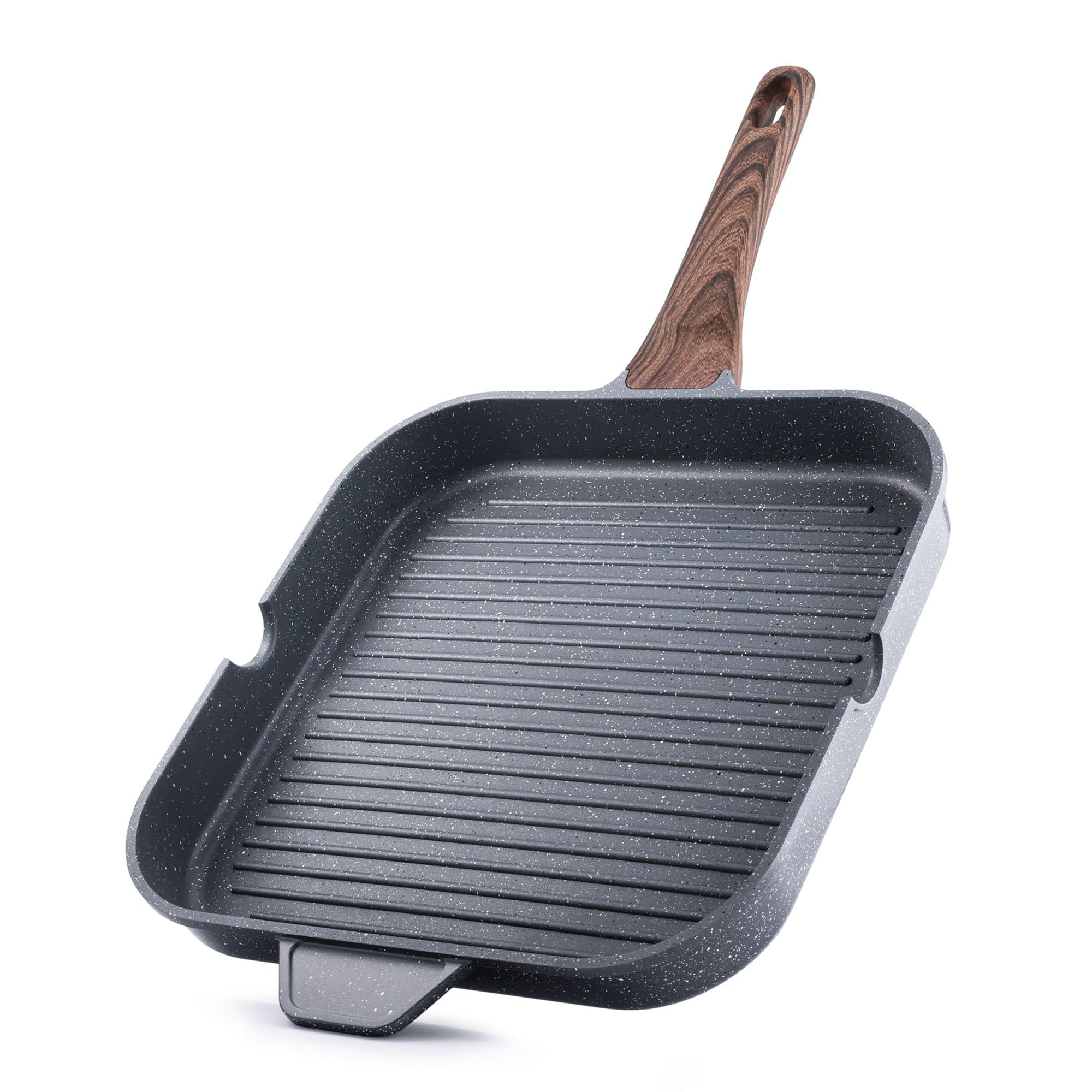 SENSARTE 12-inch grill pan with square surface for even searing.