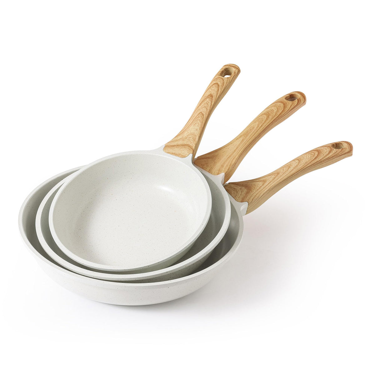 SENSARTE 8-inch nonstick pan with white ceramic coating for easy egg release.