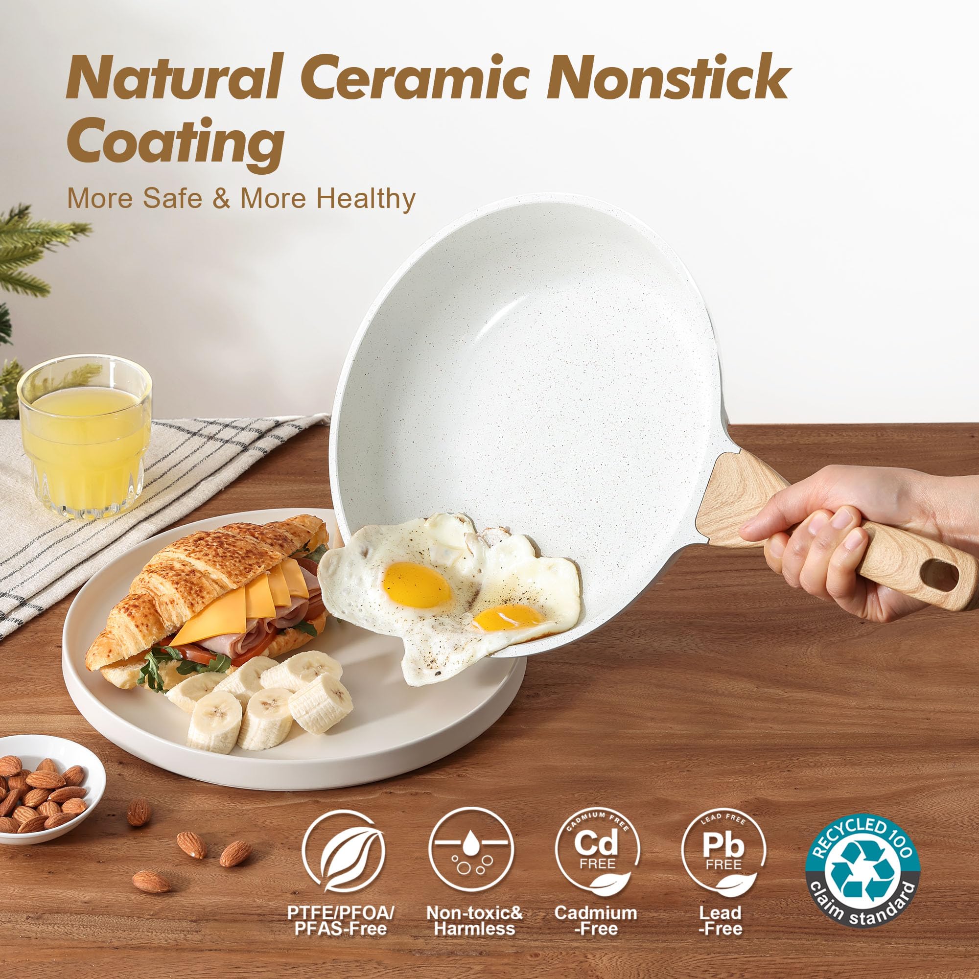 SENSARTE 9.5-inch nonstick pan ideal for sautéing vegetables with minimal oil.